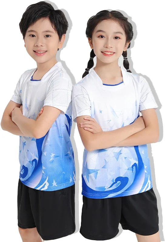 Men's Quick Dry Short-Sleeved Fitness Running Kids Women Round Neck T-Shirt Tennis Training Clothes Badminton Sports Shirt GJ285