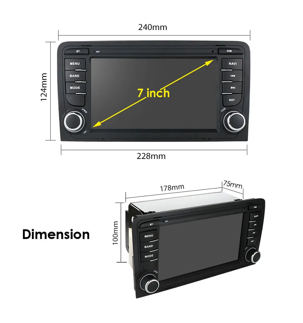 

Оптовая продажа! 7-дюймовый автомобильный gps-плеер Android для audi a3(2003-2012) с поддержкой WIFI Bluetooth Phonelink DAB GPS Навигация FM