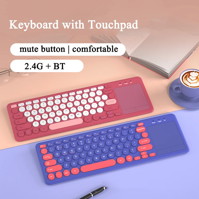 Slim Bluetooth Wireless Keyboard With Touchpad Mouse Silent Mini
