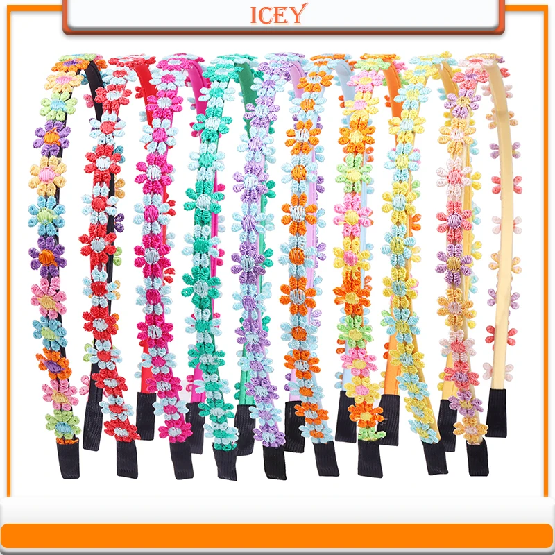 1pc colorful daisy headband lace thin Headwear Scrunchie Flower Crown Hair Accessories