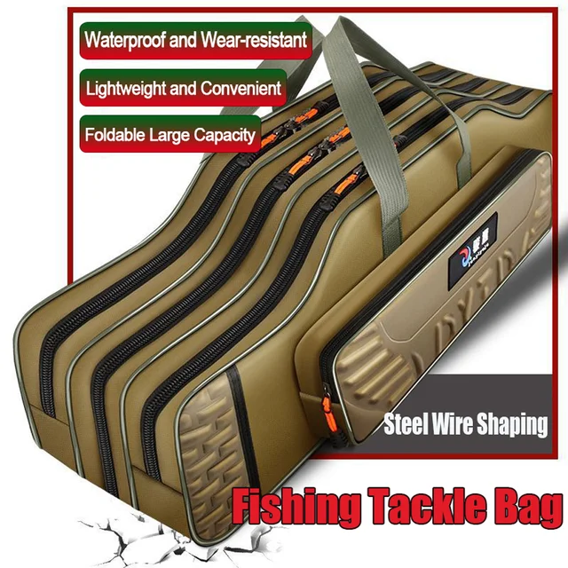 70-130CM Fishing Tackle Bag 2-4 Layer Fishing Rod Carrier Lightweight  Large-Capacity Waterproof Multifunctional Fishing Gear Bag