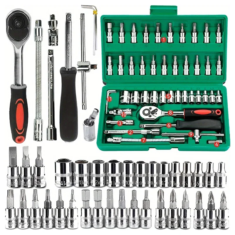 46-Piece Premium Ratchet Wrench & Socket Tool Set