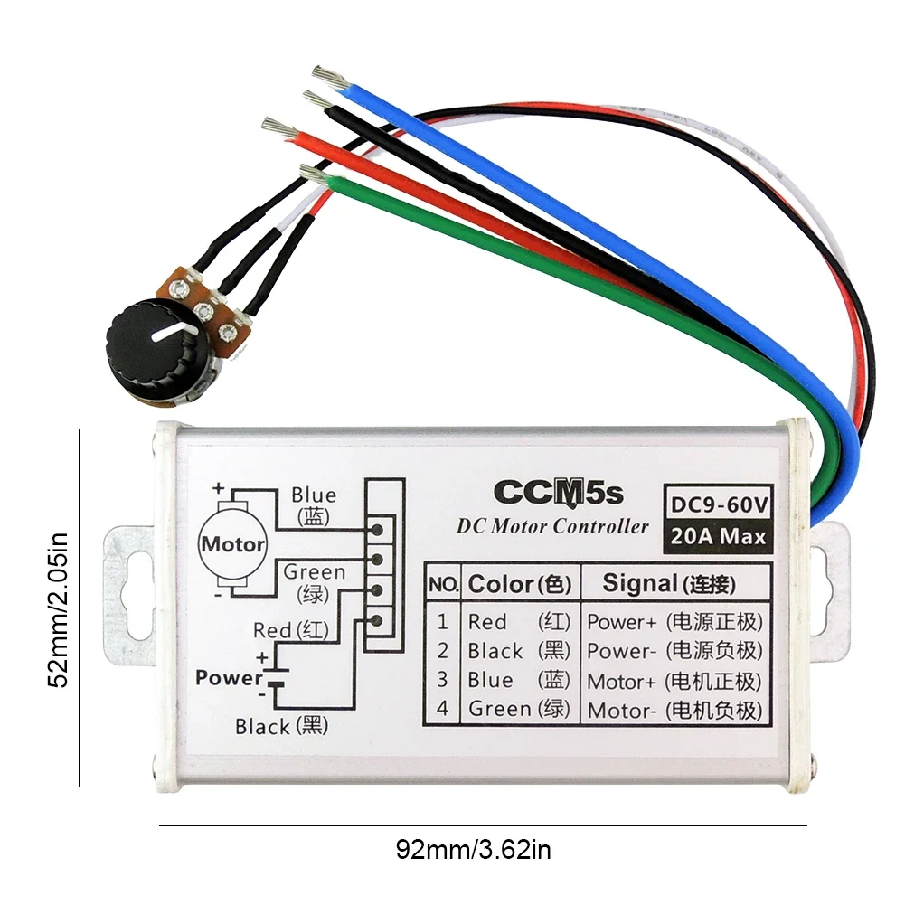 Stepless PWM DC Motor Driver Speed Controller DC 9V-60V 12V 24V 60V 20A Motor Controller PWM Speed Regulator dc motor speed controller motor speed controller electric motor speed controller