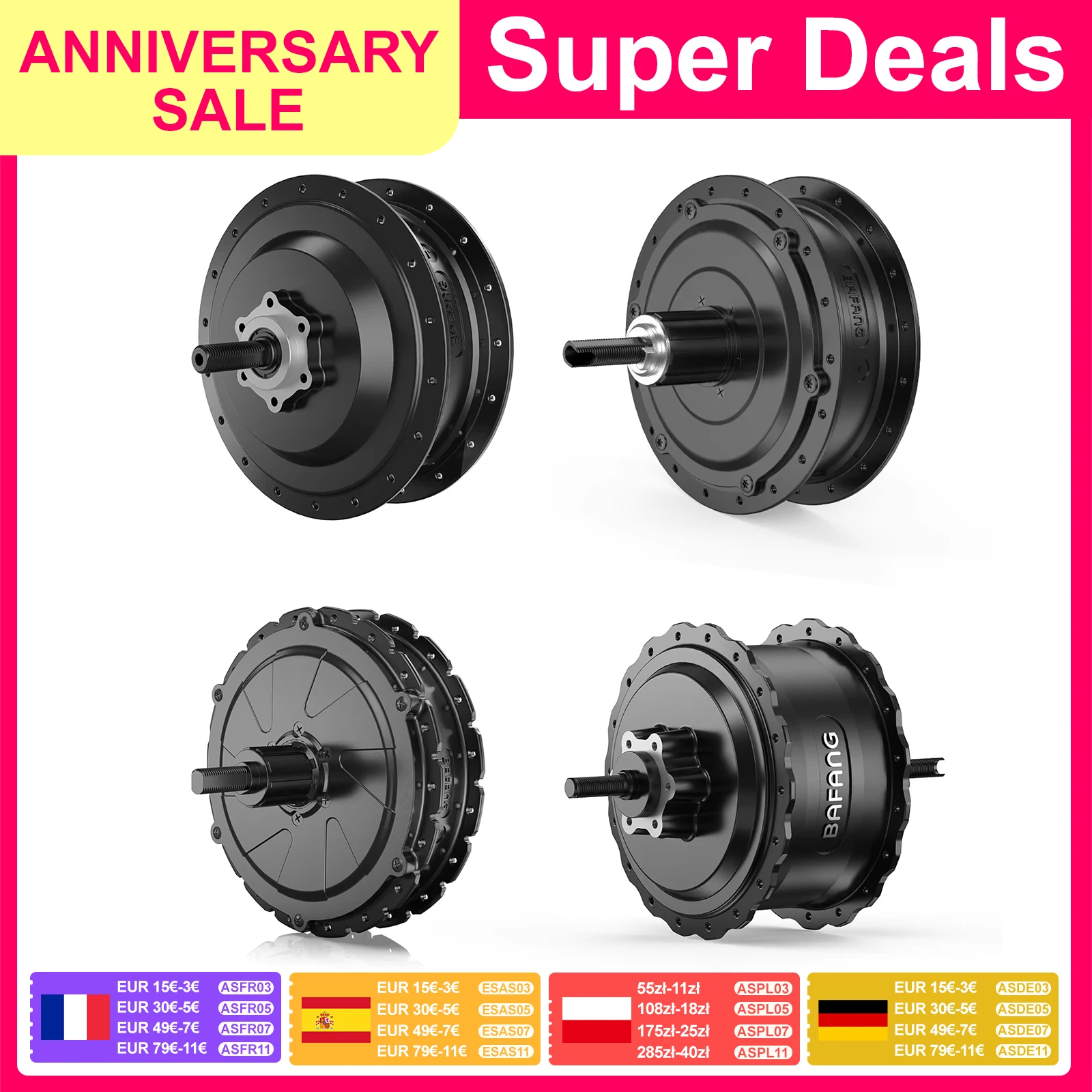 MOTEUR ROUE ARRIERE VAE BAFANG H300 POUR 700C, 20-26-28 36V 250W 32Nm - VITESSE 25KM-H (RM G010.250.D
