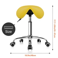 KKTONER Rolling Saddle Stool PU Leather Swivel Adjustable Rolling Stool with Wheels Salon Chair (Yellow) 2