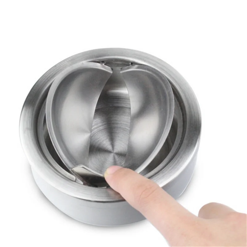 Portable Stainless Steel Windproof Ashtray Rotating Black Sticky Skin Model Rotating Ordinary Cigarette Ashtray Push Smoking Set cigarettes ashtray portable ashtray stainless steel ashtray metal ashtray