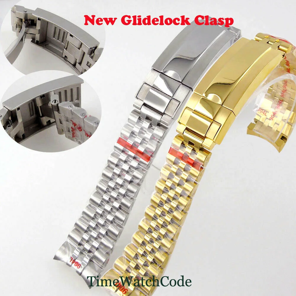 

316L Bracelet Stainless Steel Watch Strap 20mm Silver Gold Solid Curved End Links Fit 40mm Bliger Tandorio Watch Glide Lock