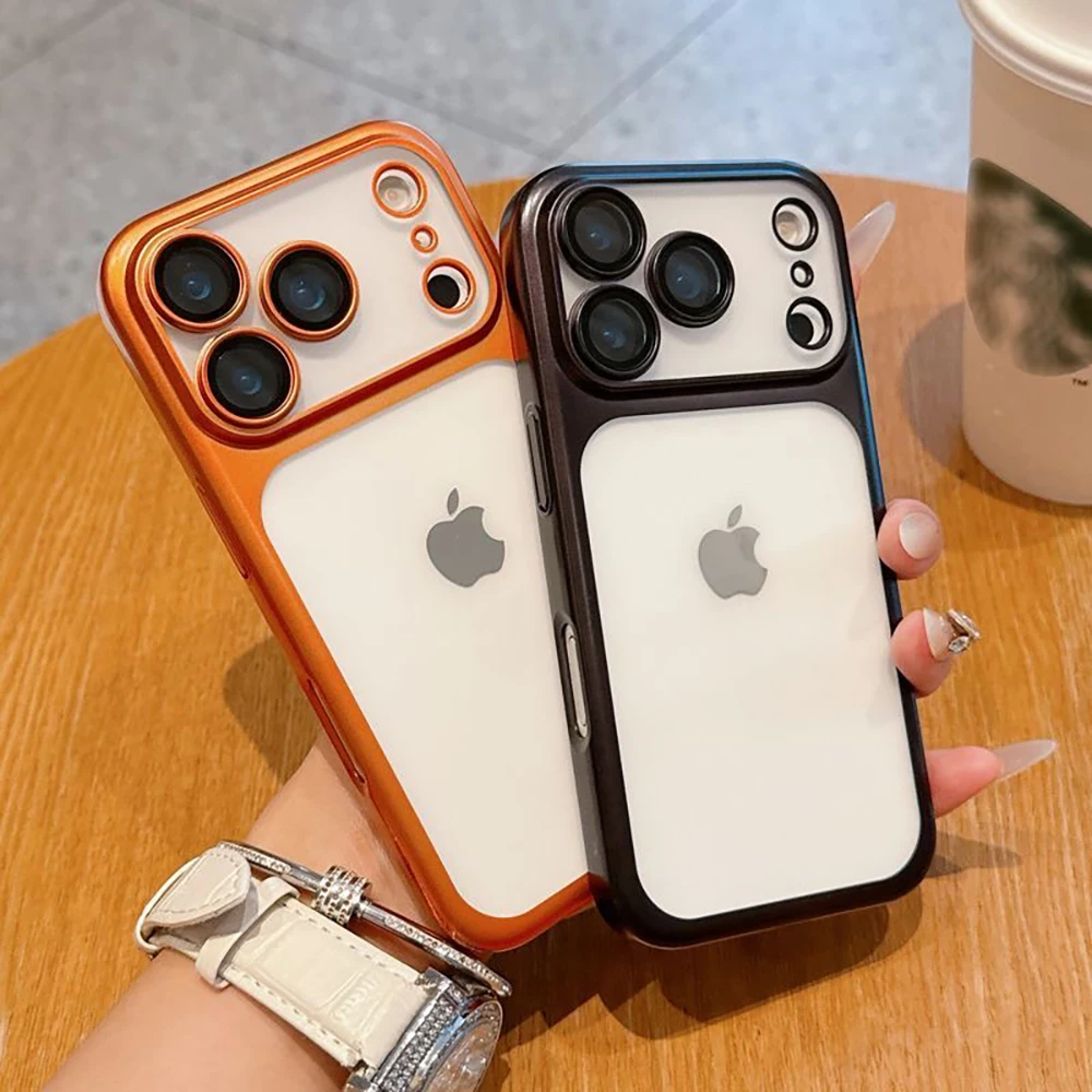 Luxury Plating Frame Transparent Matte Phone Case with Air Shockproof Protection
