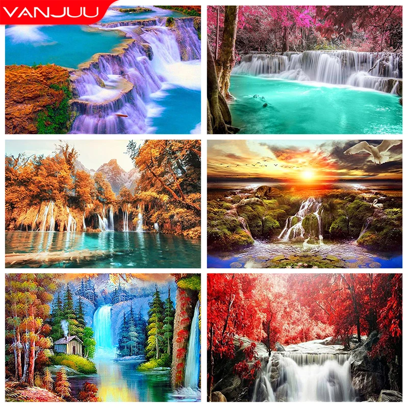 

Waterfall 5D Diamond Painting Kit Forest Cross Stitch Diamond Embroidery Picture Full Square/Round Diamond Mosaic DIY Home Decor