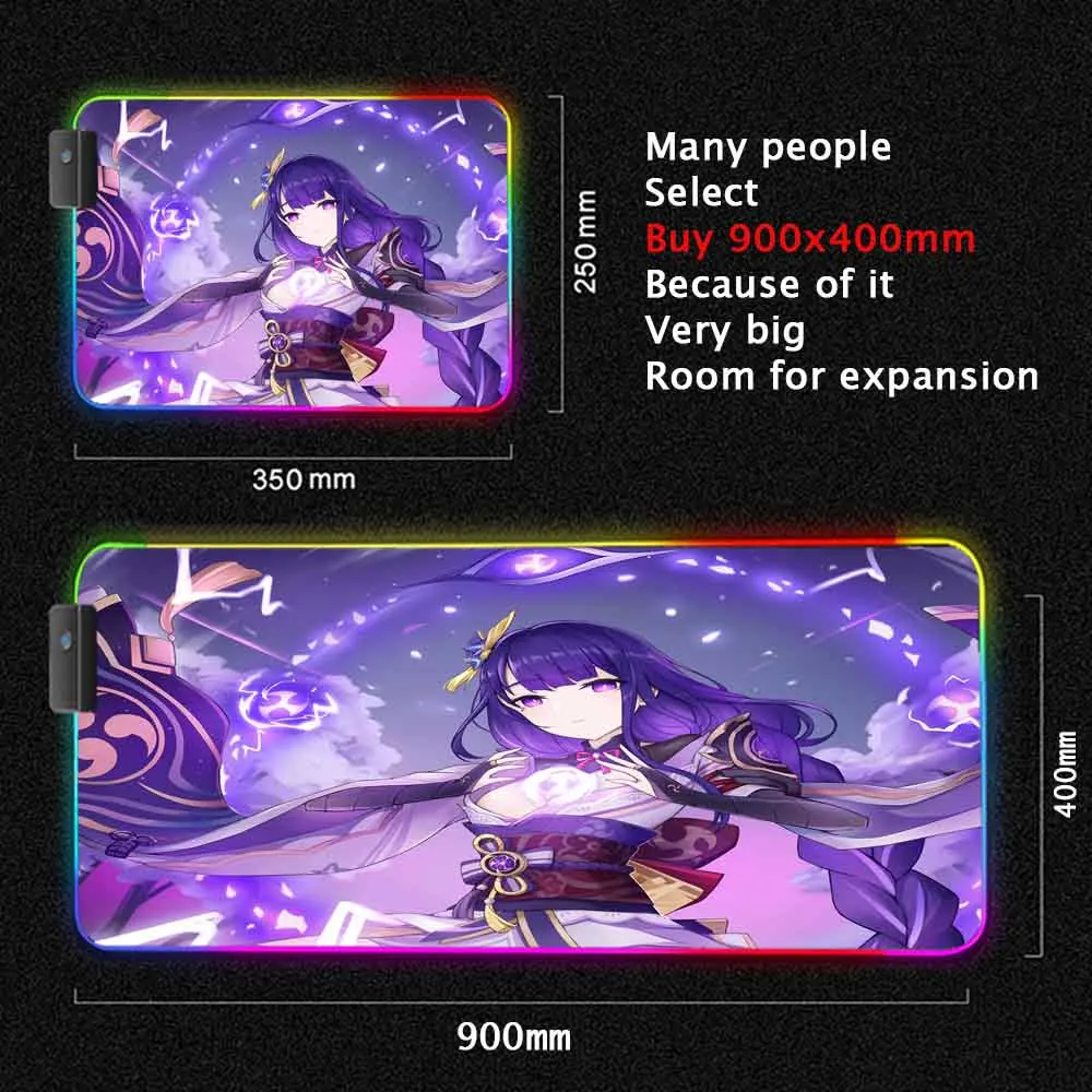 DIY บาอัล Raiden Shogun RGB คอมพิวเตอร์เมาส์ Pad Genshin Impact  อุปกรณ์เสริมคีย์บอร์ดเมาส์ Pad Mousepad ขนาดใหญ่900X400MM XXL สำหรับ LOL _  - AliExpress Mobile