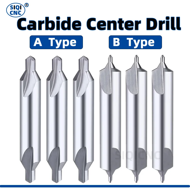 Tungsten Steel Center Drills 60 Degree Carbide Spot Drill 1.0mm 2.0mm 3.0mm 4.0mm 5.0mm Type A B