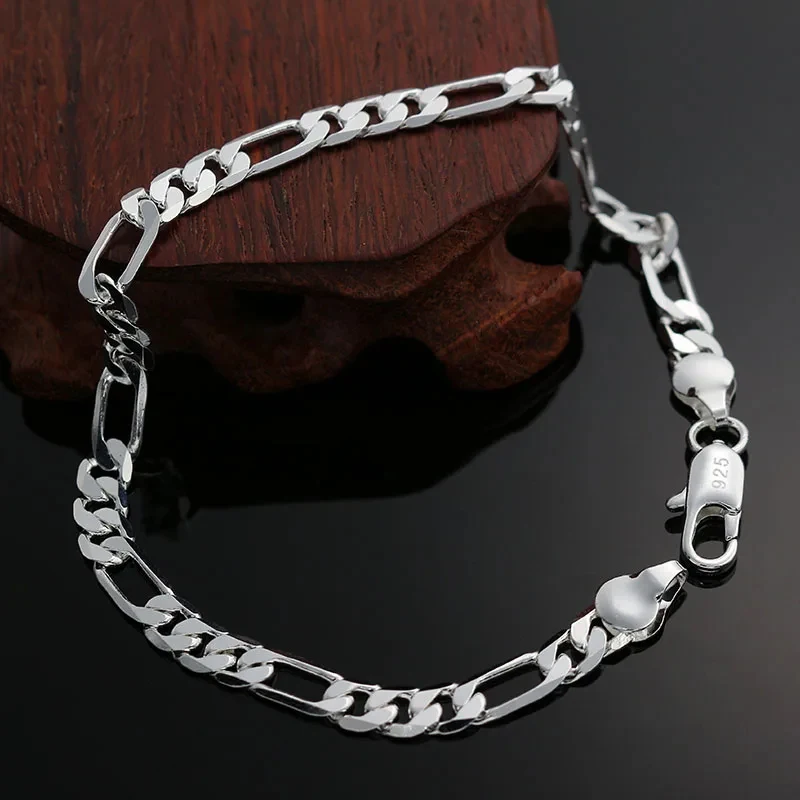 Bracelets à Breloques en Argent Sterling 925 pour Femme, Simple, Fin, 4mm, JOFashion, ixde Mariage, Cadeaux de Noël, Bijoux