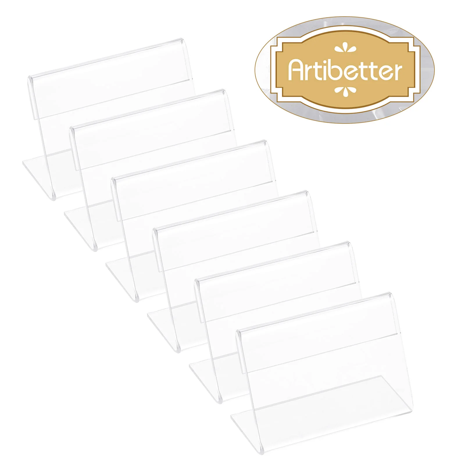 

ARTIBETTER 20pcs Acrylic Sign Display Holder Price Name Cards Rack Label Slanted Tag Stand