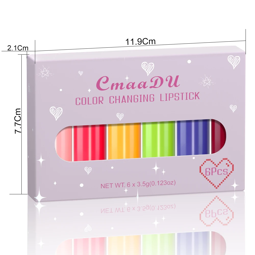 CmaaDU6 Color Fruity Single Lip Color Lip Balm PH Change Queen Mood Lasting Color Change Dark Light Lipstick Set 4