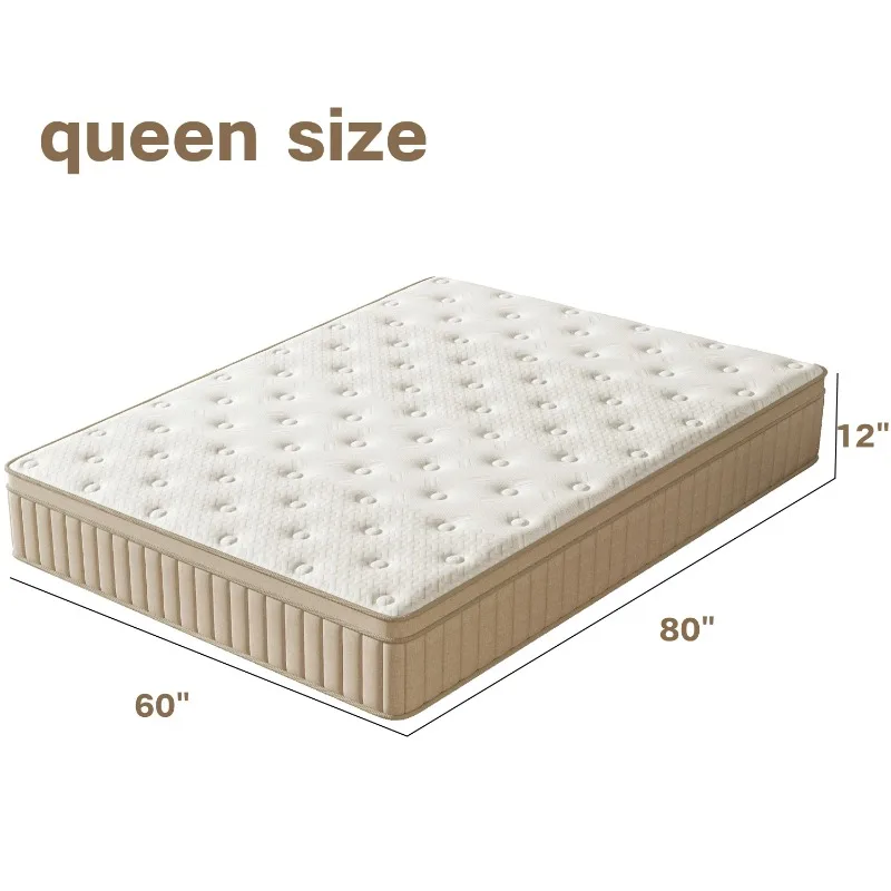 Queen Mattress, 12 Inch Hybrid Gel Memory Foam Mattress with Individually Wrapped Pocket Coils, Medium Firm Support 5
