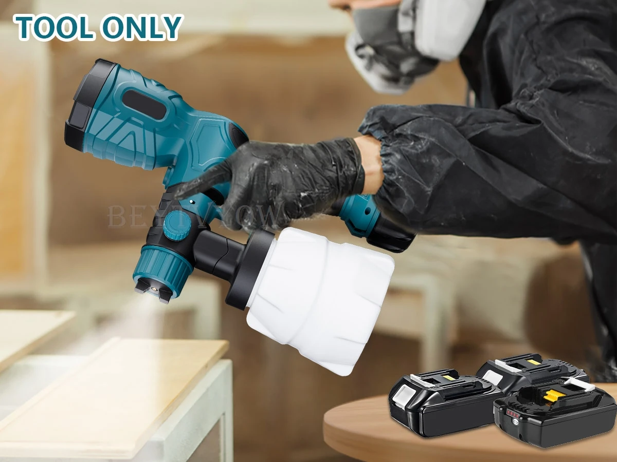 Beytvyow 1000ML Cordless paint Spray Gun for Makita 18V LXT Battery Brushless Mo