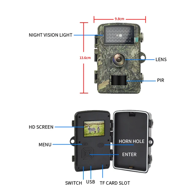 HD Wildlife Camera PIR Night Vision with 32G memory card Hunting Machine For Outdoor Camping Security Monitoring Hunting Camera 6
