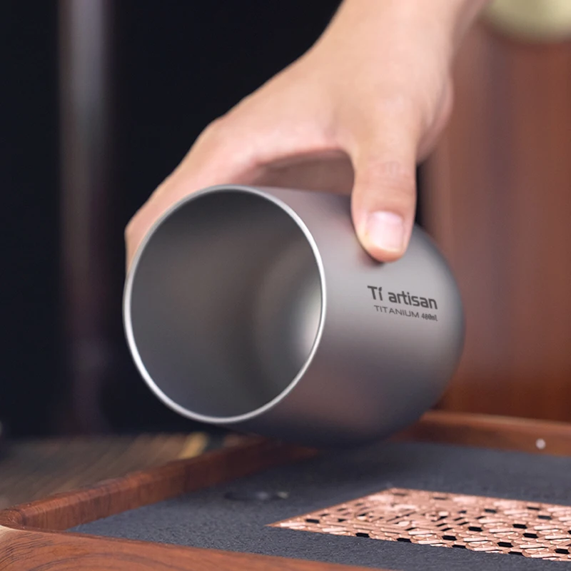 Tiartisan 255ml/400ml Pure Titanium Beer Cup Outdoor Camping Drinkware Lightweight Portable Double Layer Coffee Tea Mug