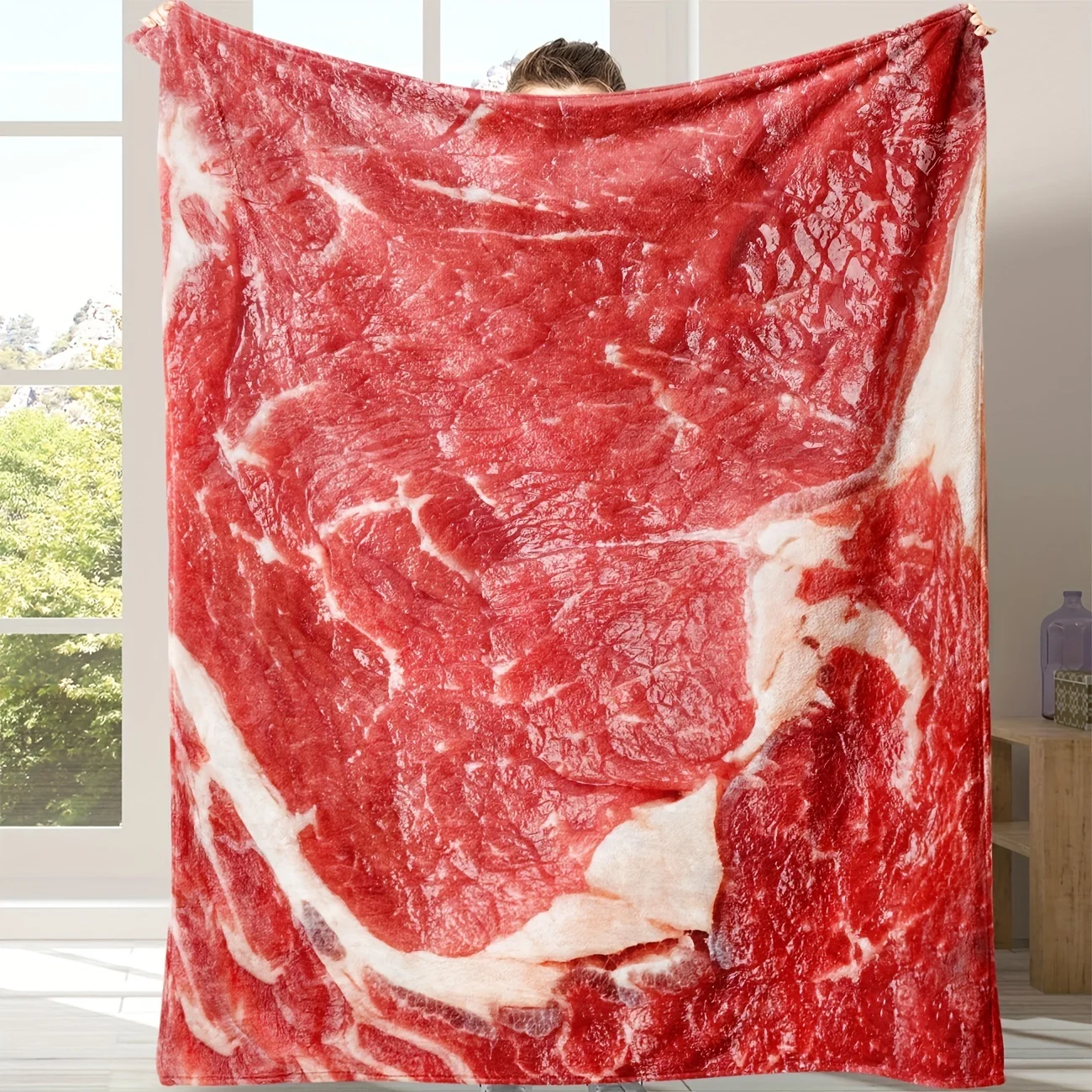 

1pc Soft and Cozy Beef Texture Flannel Blanket - Perfect for Home, Office, School, Picnic, and Travel - Great Gift Idea