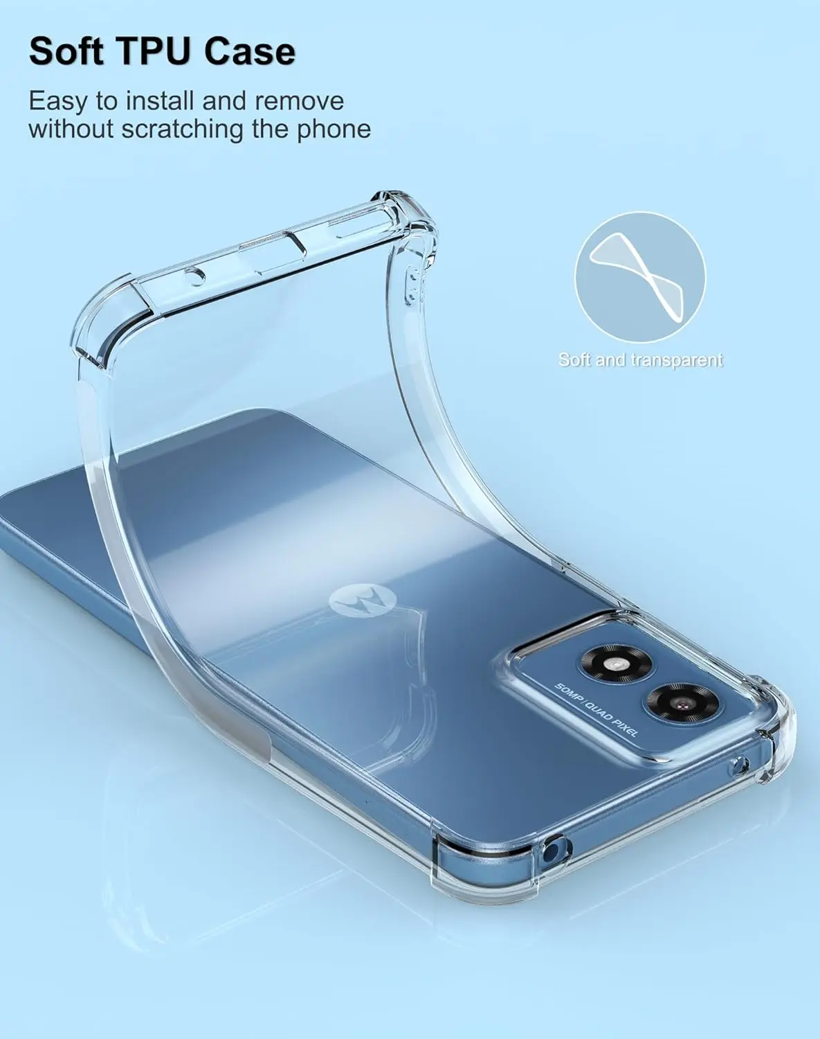 Crystal Clear Anti-Slip Shockproof TPU Case for Moto G Play 2024 – Durable Flexible Soft Cover
