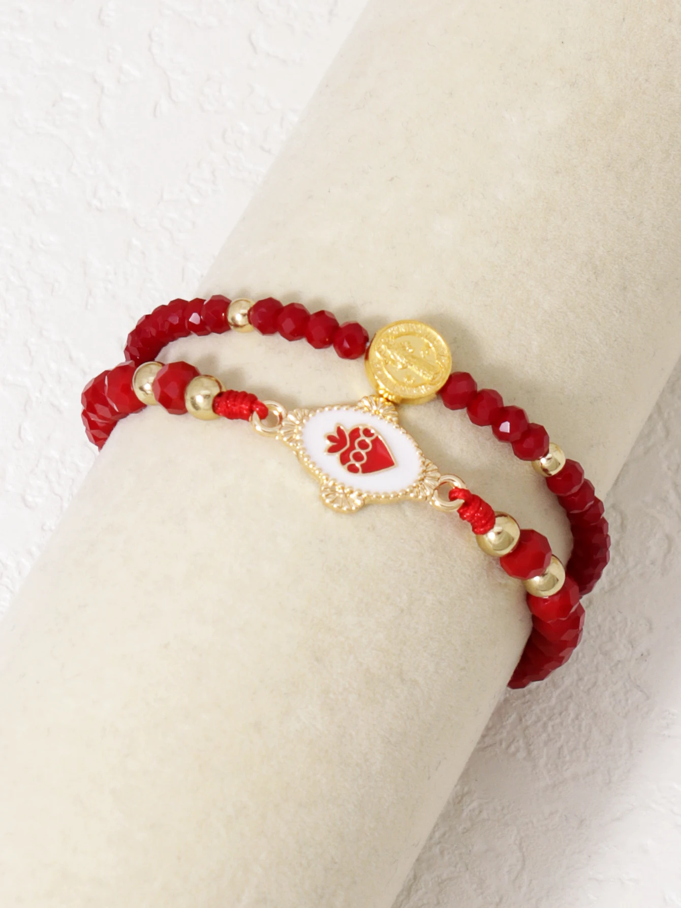 Red Crystal Beads Womens Bracelet