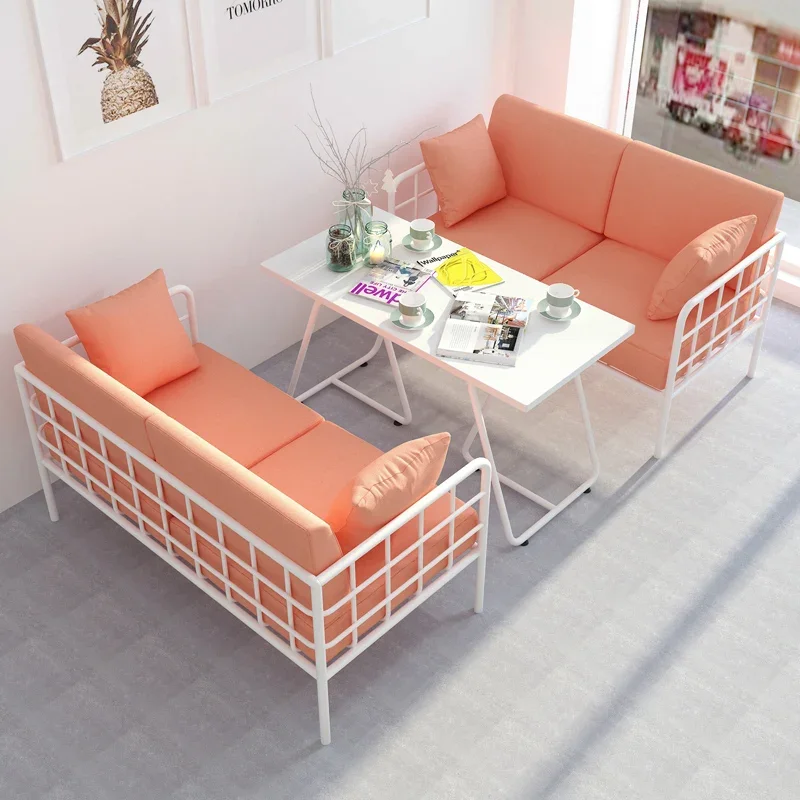 

Nordic apartment, small sofa, white iron art, simple modern coffee shop, dining table and chair combination clothing store