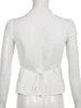 White Tie Up T Shirt y2k Women Short Sleeve Turn Down Collar Button Crop Top Vintage Harajuku Korean Tee Summer Casual 6