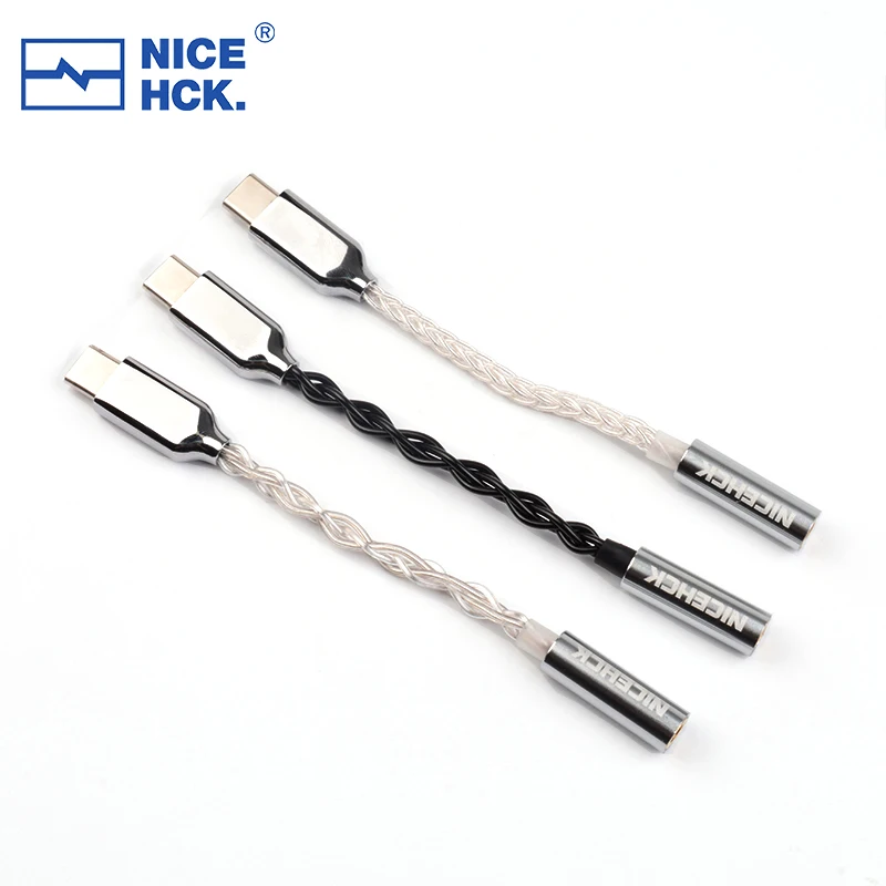 NiceHCK TC3 Metal Alloy Line-control HIFI Decoding Adapter Cable Earphone Amplifier Type-C to 3.5mm Adapter Audio Wire Accessory