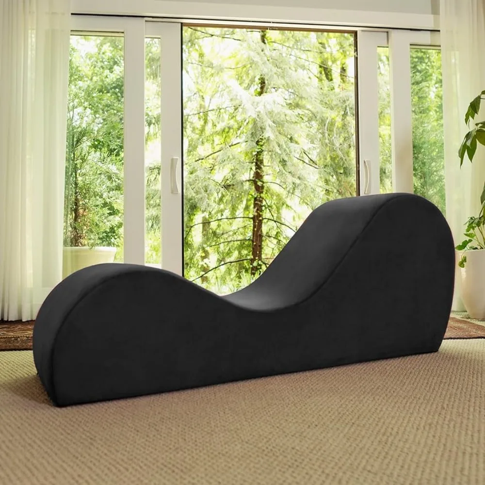 

Sleek Chaise Lounge for, 60D x 18W x 26H Inch, Black living room Chaises Lounges