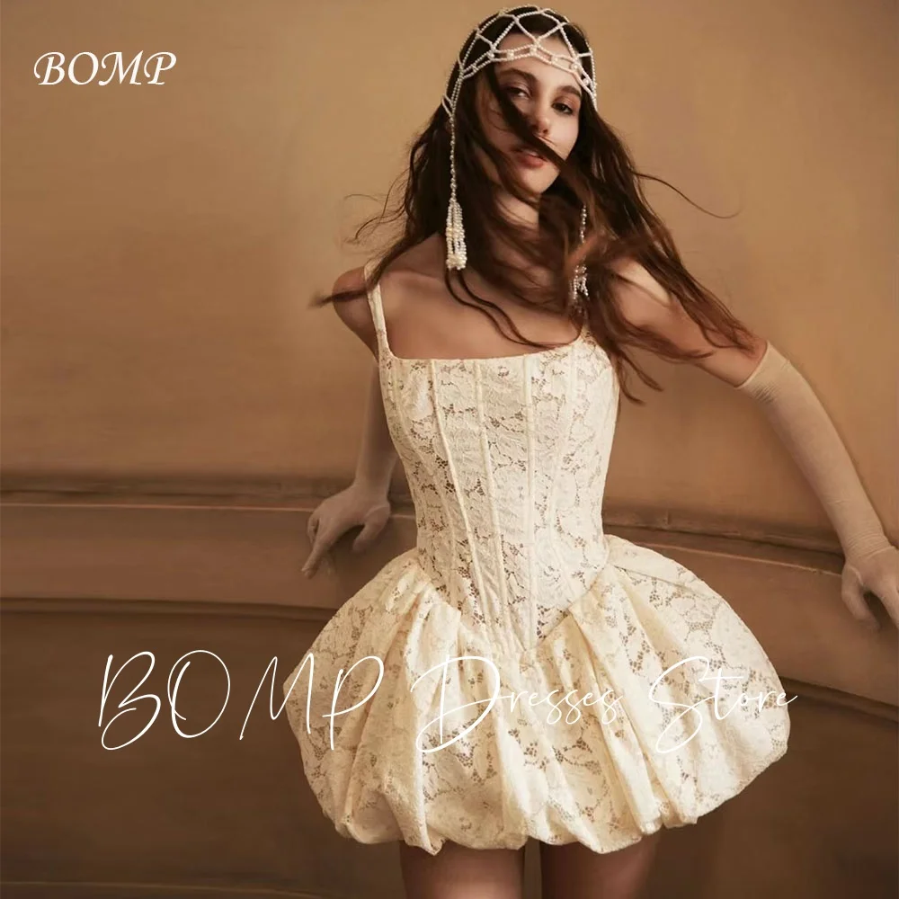 Bomp Party Rise BOMP Princess Lace Mini Wedding Party Dress Square Collar Spaghetti ...