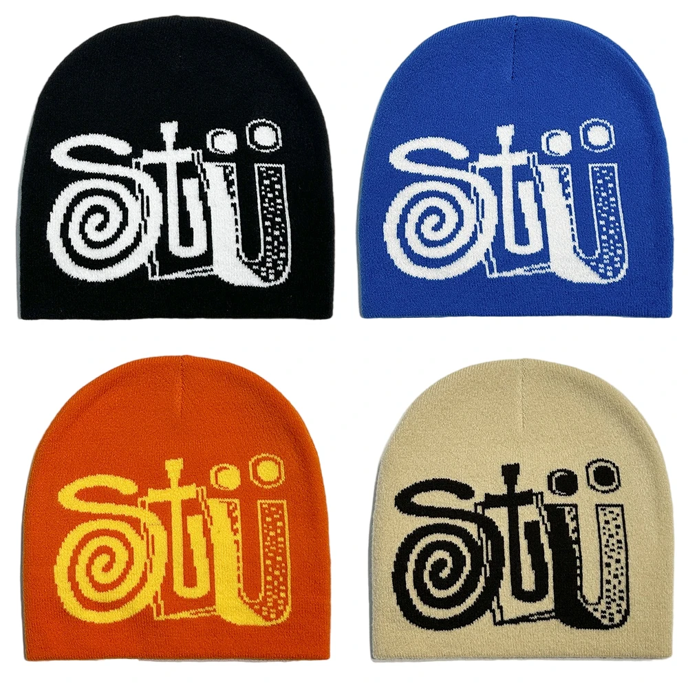 

Funny Letter Skull Beanie Hat Graffiti Snail Knitted Pullover Stacking Cap for Women Men Winter Hip Hop Ski Bonnet Caps
