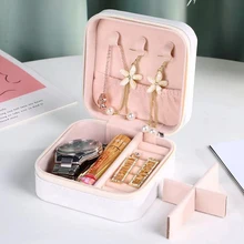  Mini Jewelry Box Organizer Display Travel Jewelry Zipper Case Boxes PU Leather Portable Earrings Necklace Ring Jewelry Box 
