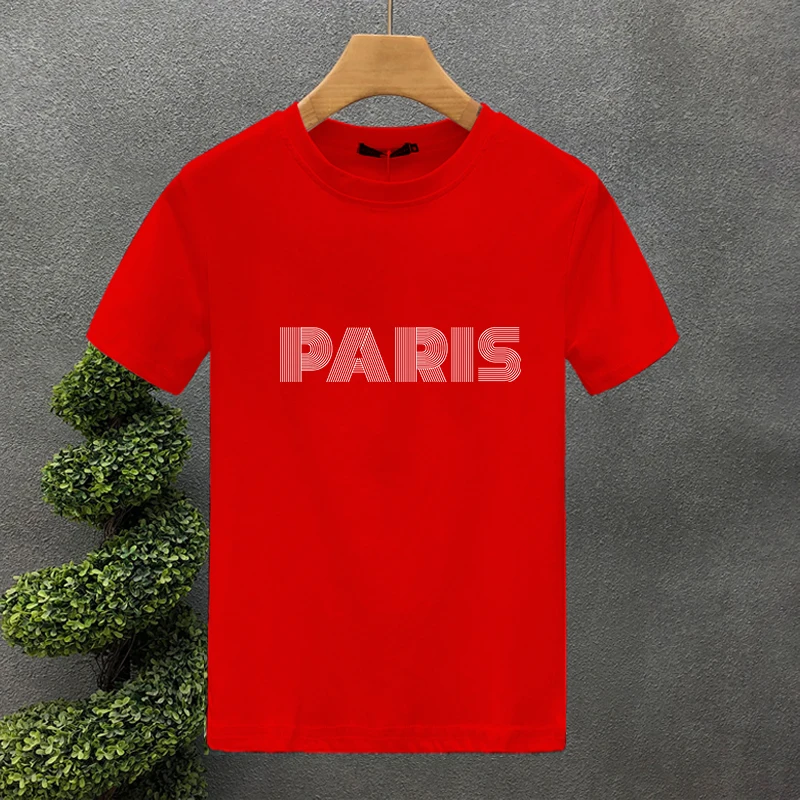 Nueva marca Paris 100% algodón de alta calidad estampado camisetas para parejas verano Haruku para hombres/mujeres camiseta de manga corta talla asiática_voghion.com