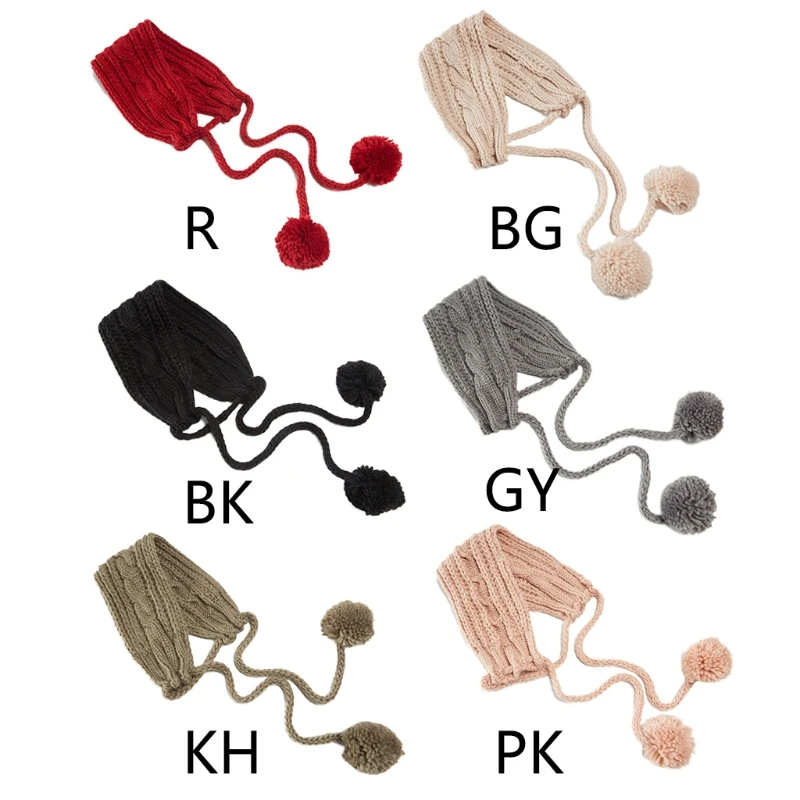 여성 남성 겨울 케이블 니트 귀마개 머리띠 솔리드 컬러 폼폼 턱 스트랩 Chunky Crochet Thermal 2 In 1 스카프 드롭 배송