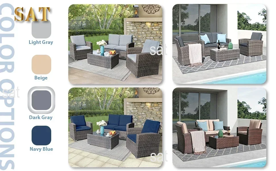 4 piece conversation set outdoor gray