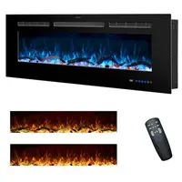 Fireplace Heater Wall Mount Remote Control 13 Flame Colors LED Display 750W/1500W Heat BTUs Safety Glass 400 sq.ft Warmth 1