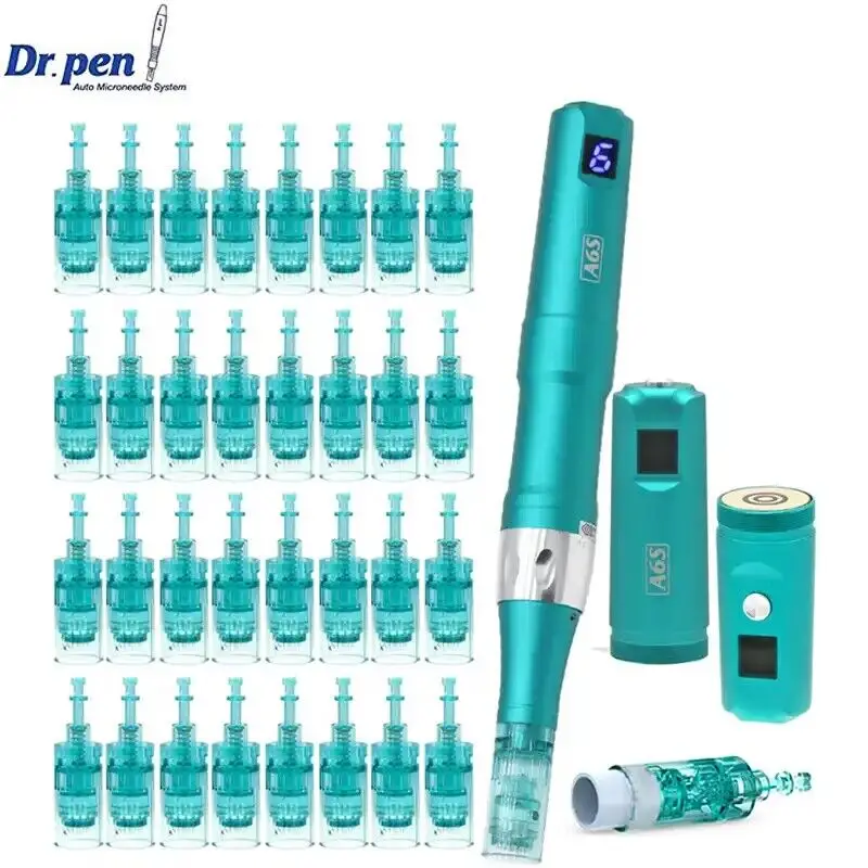 Dr. Pen-Stylo de microneedling Ultima A6S, électrique, sans fil, stylo automatique Derma, soins de la peau, outil de beauté, adhérence de 32 pièces