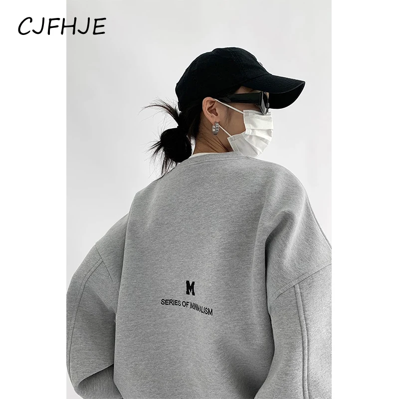 

CJFHJE Streetwear Letter Print Sweatshirt Women Y2K Plus Fleece Thick Oversized Pullovers Bf Harajuku New Loose Casual Hoodies