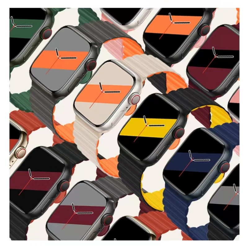 Silicone Strap For Apple watch band 49mm 45mm 41mm 44mm 40mm 42mm Magnetic Loop Bracelet Wristband For iWatch Ultra 8 7 6 5 4 SE