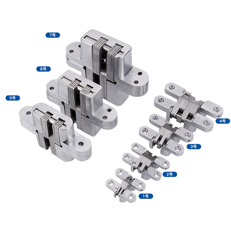 Stainless Steel Hinges Door Hinges 7 Size 304 Stainless Steel Hidden Hinges Invisible Concealed Folding Door Hinge Screw Furniture Hardware