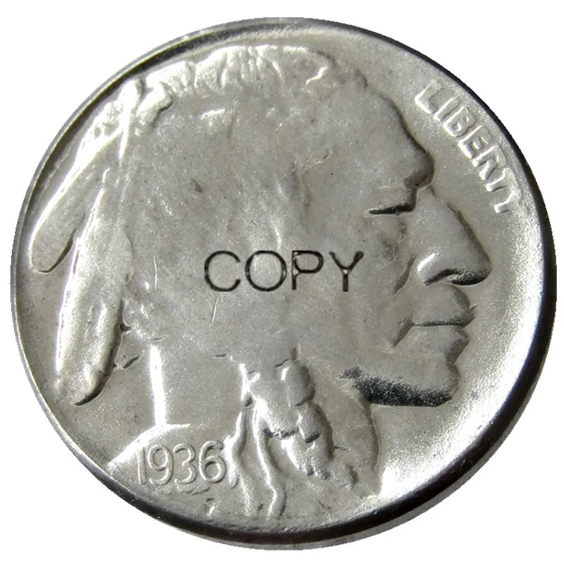 Us 1936 Buffalo Nickel Five Cents Copia Moneta Decorativa