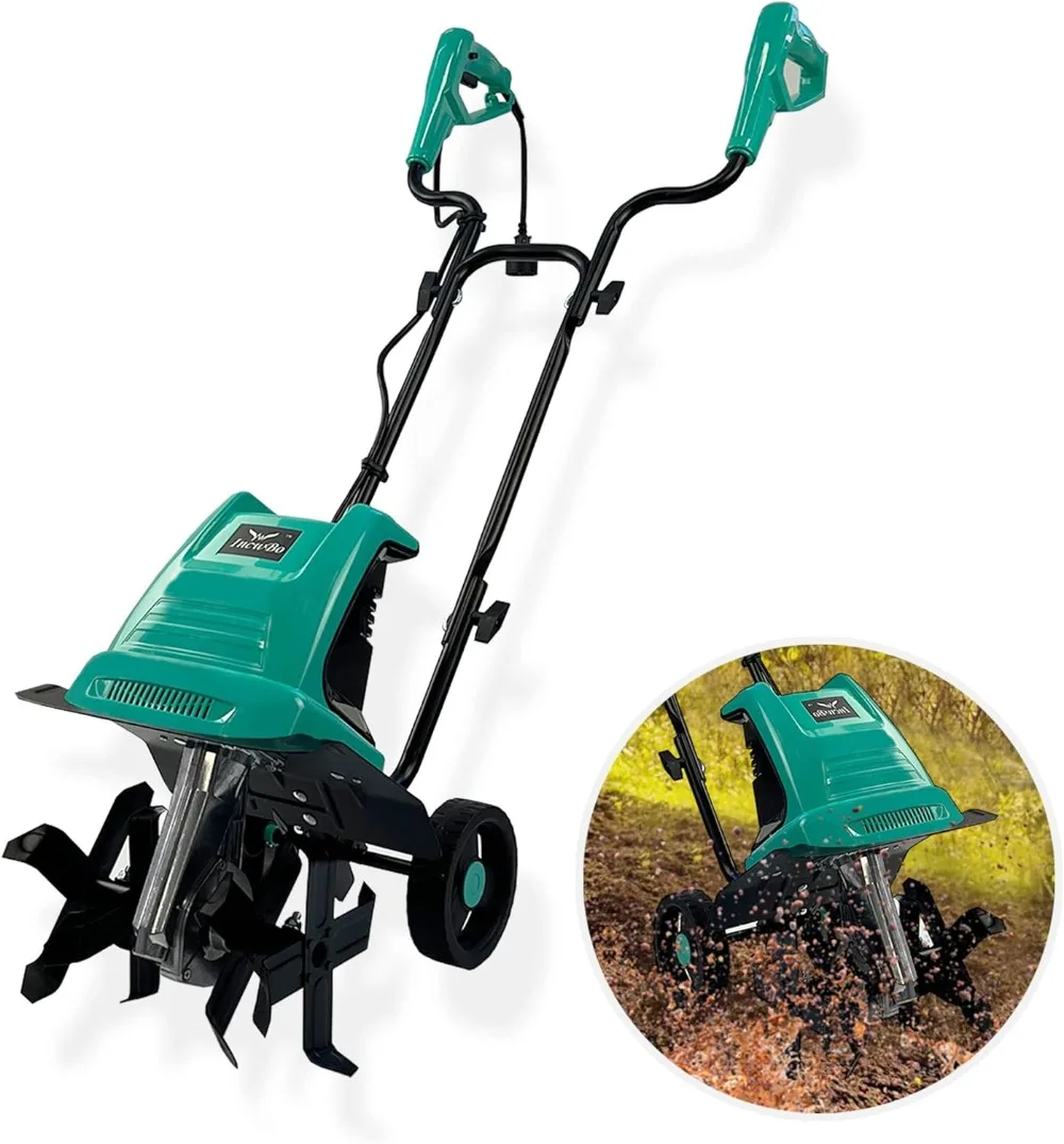 Electric Garden Tiller Electric Cultivator 12 Inch Tilling Width 8-Inch Electric Tiller 10.5 Amp Tiller for Garden Yard