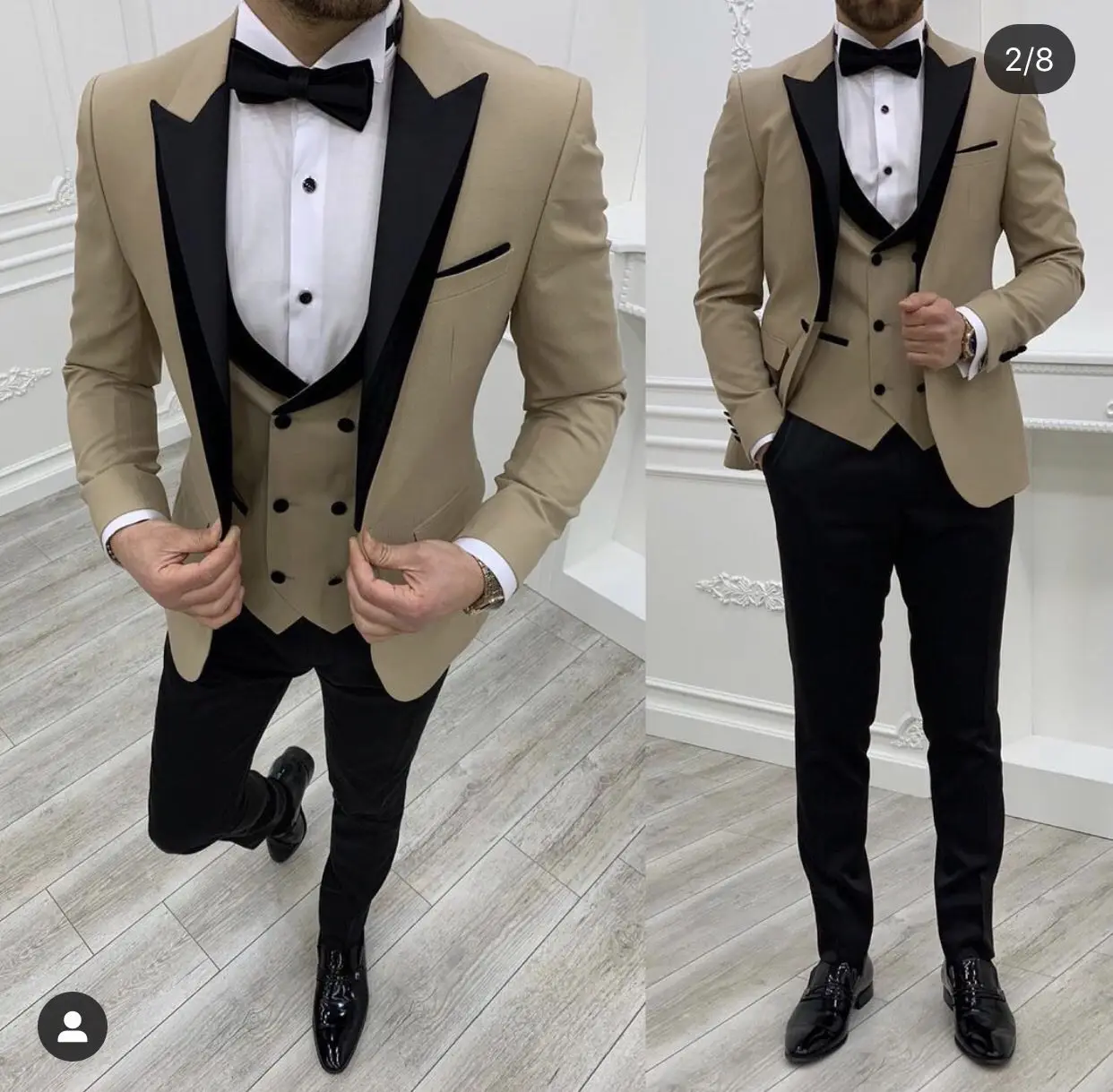 New Grey Costume Slim Fit Men Suits Black Pant Slim Fit Groom Tuxedos For Formal Wedding Suit Jacket Pant Vest 3 Pieces Blazer