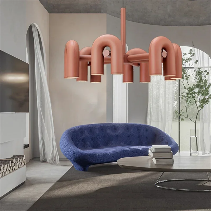 

Nordic U Shape Pendant Lights LED GU10 Bulb Black Gray Orange Ceiling Chandelier Living Room Decorative Luminaire