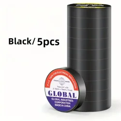 High - Temperature Resistant Black Rubber Electrical Tape - Durable and Soft Insulating Adhesive for Industrial and Household Use, 50m (5 Rolls)