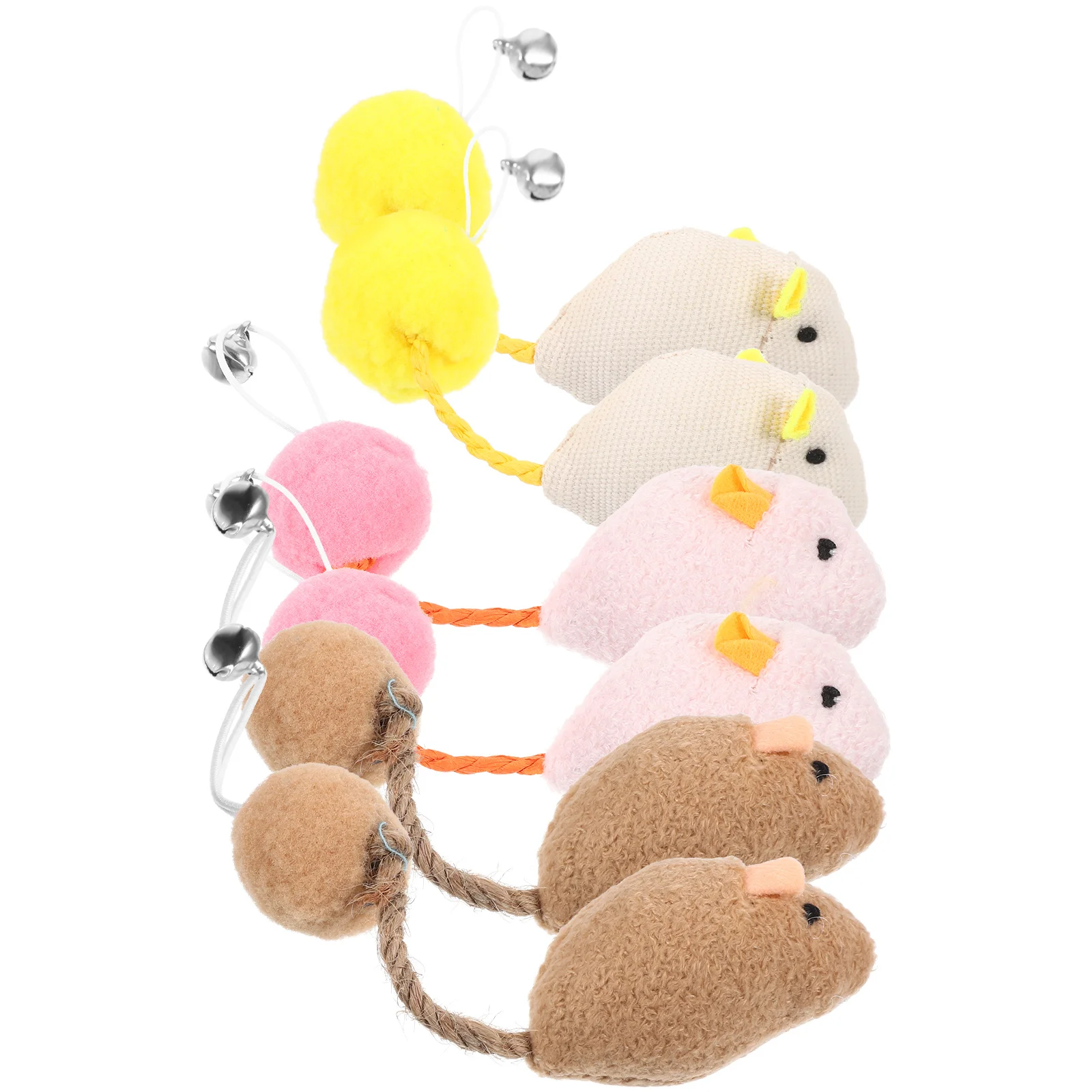 

6pcs Cat Teasing Toy Cat Mice Toy with Bell Cat Teaser Replacement Heads