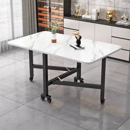 

Simple dining table, modern kitchen, rectangular table with wheels, small unit rental room, simple dining table