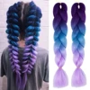 1 Pack 3.53oz Braiding Hair Purple Blue Colorful Synthetic Braids Hair Extensions Synthetic Crochet Braids For Women