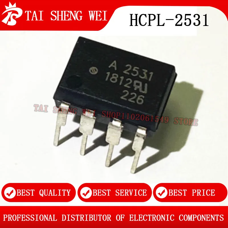 

10PCS New original HCPL-2531 HCPL-A2531 HCPL2531 A2531 SOP8 Dual-channel photoelectric coupler DIP8 optocoupler relay In stock