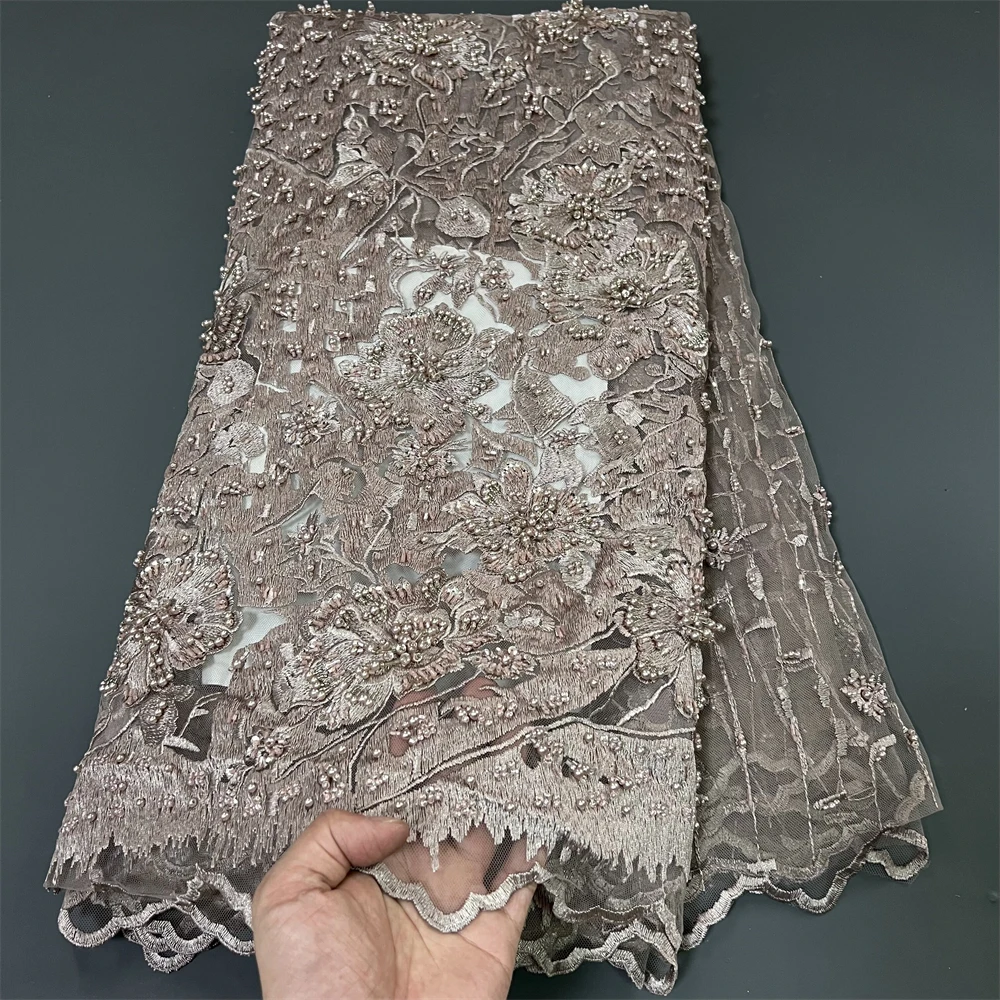 

Embroidered Nigerian Printed Fabric for Ladies, High Quality, African Damask Fabric, French Lace, Party Dress, Tailor , 5 Yards